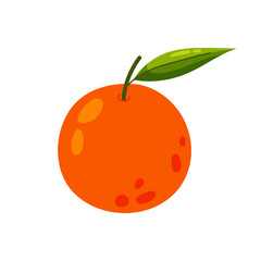 Ripe orange in flat style. Fresh citrus fruit. Ingredient for making lemonade. Cartoon sweet orange.