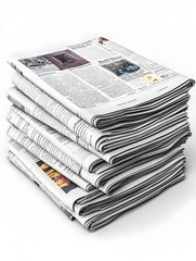 3D Rendered Stack of School Newspapers and Articles on White Background