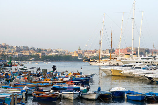 Harbour of Mergellina, Chiaia district, Naples, Campania region, Italy, Europe