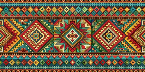 Ethnic fusion of Egyptian, Aztec, Indian, and African cultures in colorful patterns and designs, ethnic, Egyptian, Aztec