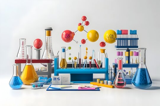 Innovative Science Fair Projects and Displays Isolated on White Background with Studio Lighting