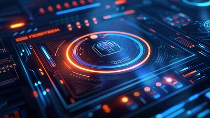 A secure login interface with a holographic key display, enabling secure access to encrypted user accounts