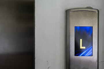 Elevator Button L or Lobby floor. Close up