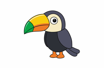 Naklejka premium Colourful vector illustration of a toucan bird with its iconic large beak, perched on a branch, perfect for various design projects.