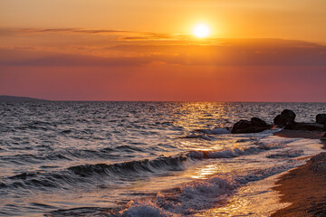Fototapeta premium sunset on the sea horizon.