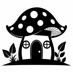 Fairy Mushroom House  black silhouette