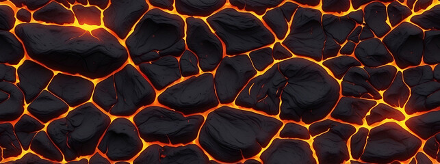 Lava hot flow flame texture, liquid black red inferno background