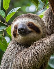 Fototapeta premium Closeup view of a beautiful Sloth in Costa Rica in its natural habitat