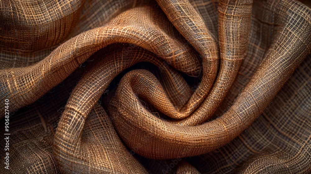 Poster closeup of elegant brown fabric texture with intricate weave patterns