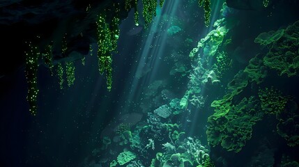 Fototapeta premium deep sea with sunlight illuminating it