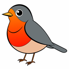 Robin on a branch, robin vector illustration, robin vector art, robin silhouette, bird vector icon, eps