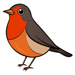 Robin on a branch, robin vector illustration, robin vector art, robin silhouette, bird vector icon, eps