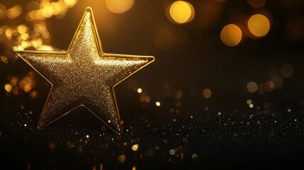Beautiful twinkling gold stars black background design mockup material background wallpaper AI generated image
