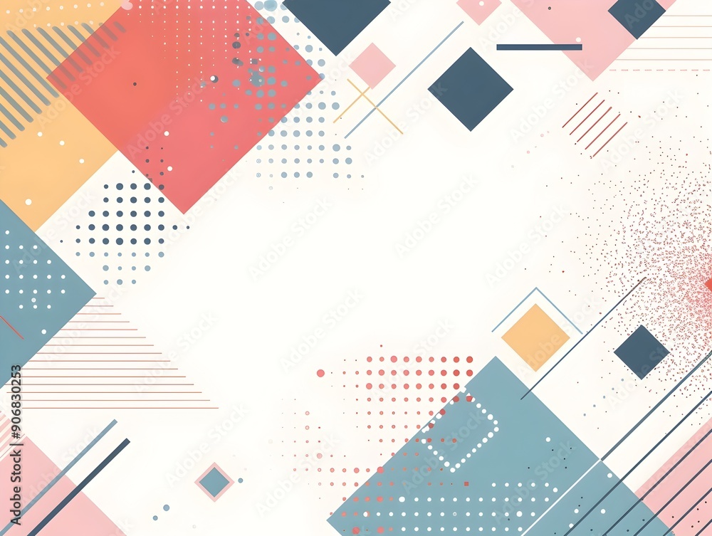Poster minimalist geometric pastel frame with clean white background for versatile design applications