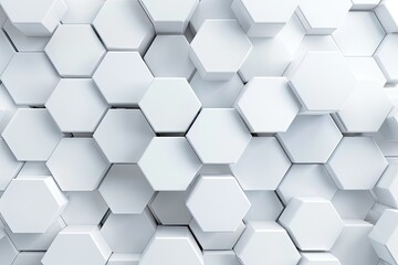 white abstract hexagon geometric background soft shadows, , 3d render, simple honeycomb pattern