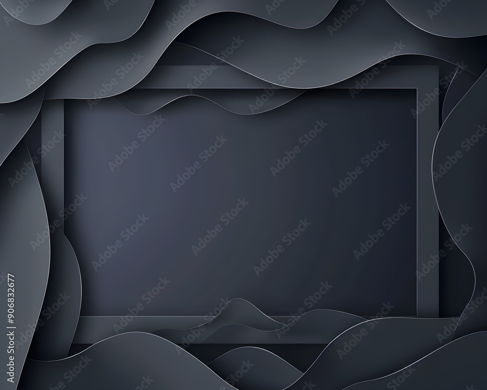 Aufkleber modern frame with abstract shapes and gradients against dark grey background