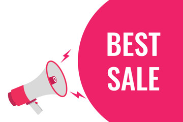 Best sale button, banner, label, template for website. Best sale text with colorful megaphone icon