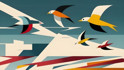 Birds in flight Generative AI