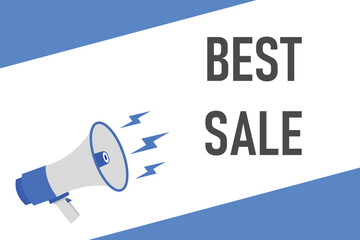 Best sale button, banner, label, template for website. Best sale text with colorful megaphone icon