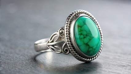 Green feroza stone ring on silver band, jewelry, gemstone, fashionable, accessory, luxury, stylish, elegant, fashion, ornate