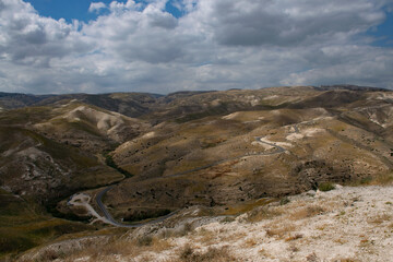 landscape with blue sky and clouds