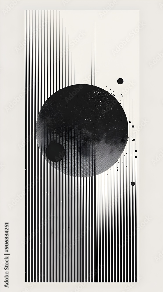 Aufkleber minimalist frame with bold black lines and simple shapes on white background