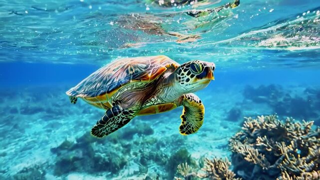turtle swimming in the sea