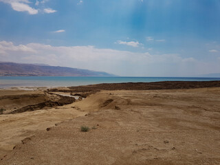 view of the beach, Dead sea, Jordan, Israel