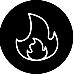 Flame Vector Line White Circle Black