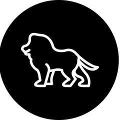 Lion Vector Line White Circle Black