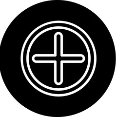 Obraz premium Plus sign Vector Line White Circle Black