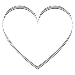 3d chrome heart in y2k style isolated. Futuristic metal glossy heart steel sticker. Metallic heart