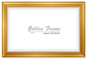 An elegant gold picture frame with super realistic shape. Approximate frame size 140x100 cm, high resolution 72 dpi. This image is NOT generated by Ai, the vector version is available in my gallery.