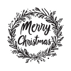 Merry christmas wreath on a white background