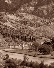 Tipi VIllage on RIo Chama - Sepia © George Erwin Turner