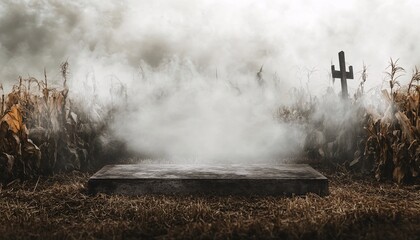 A Haunted Corn Maze Podium for Product Marketing Podium halloween