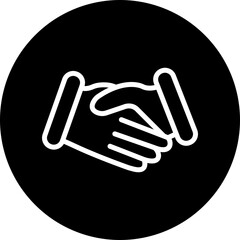 Handshake Vector Line White Circle Black