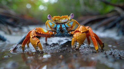 A Vibrant Crab in its Habitat