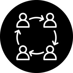 Team Collaboration Vector Line White Circle Black