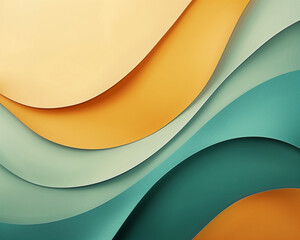 Teal and Mustard - abstract, colors, waves, curves, layers, gradient, orange, teal, green, yellow, design, pattern, background, texture, modern, artistic