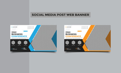 Business conference social media post and web banner design.