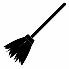 illustration of a broom, broom vector illustration, Halloween broom vector art, broom silhouette, Halloween vector icon, eps