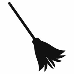 illustration of a broom, broom vector illustration, Halloween broom vector art, broom silhouette, Halloween vector icon, eps