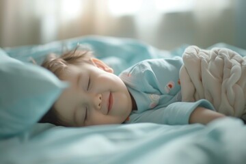 Sleeping Baby on Blue Bedding