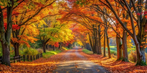 Golden Autumn Pathway, Trees, Fall Colors, Forest, Landscape, Autumn, Nature