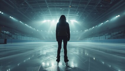 Obraz premium Silhouette of a Skater on an Ice Rink