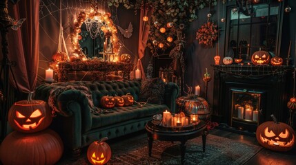 Obraz premium inside a halloween decoration at night