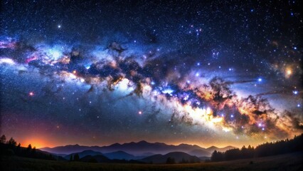 Fototapeta premium Milky Way over Mountains, Night Sky, Starry Night, Galaxy, Landscape