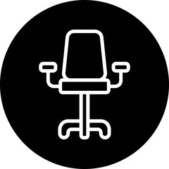 Office Chair Vector Line White Circle Black