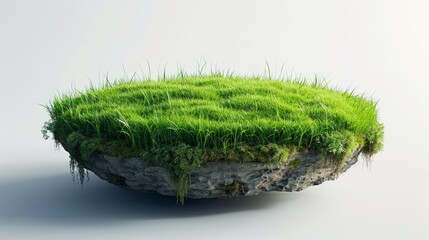 Fototapeta premium Floating grass pod surrounded by lush green background